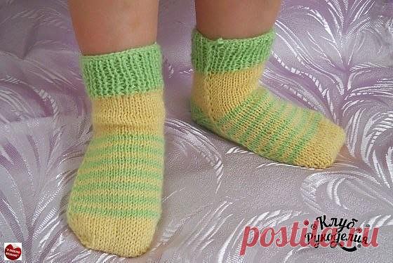 Носочки на двух спицах без швов для ребенка до 2-х лет (Вязание спицами) | Журнал Вдохновение Рукодельницы