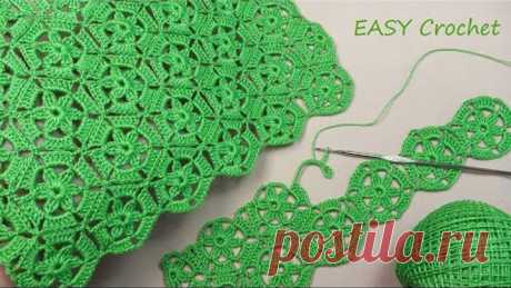 Легкий УЗОР без отрыва нити!!! ВЯЗАНИЕ КРЮЧКОМ безотрывный способ SUPER EASY Pattern Crochet