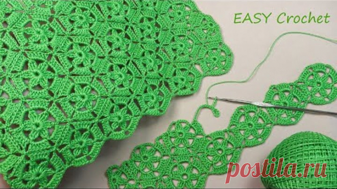Легкий УЗОР без отрыва нити!!! ВЯЗАНИЕ КРЮЧКОМ безотрывный способ SUPER EASY Pattern Crochet