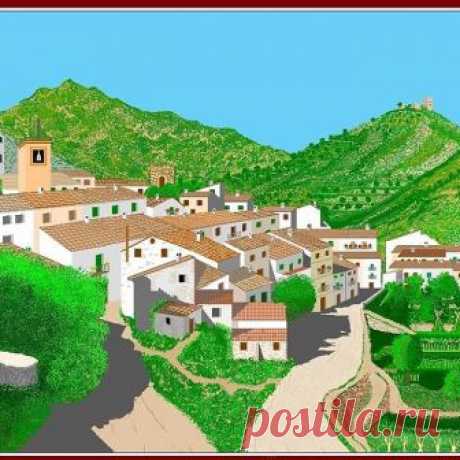 Este dibujo es mi pueblo, Vall de Almonacid, que me encanta por que recuerdo mis vivencias en él. 
Os doy las gracias por todos vuestros amables comentarios, siento no poder contestar a todos individualmente , pero os agradezco la atención que me dispensáis.