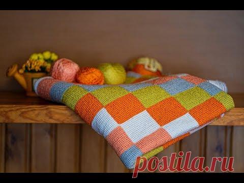 МК Детский плед крючком//Тунисское вязание//мастер класс