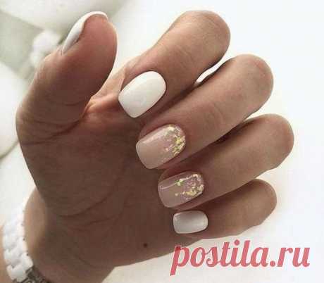 Молочный маникюр на короткие ногти (27 фото)