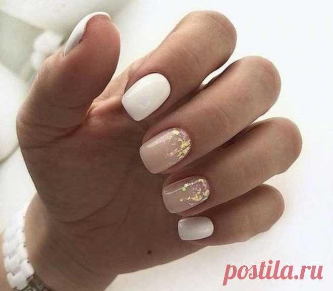 Молочный маникюр на короткие ногти (27 фото)