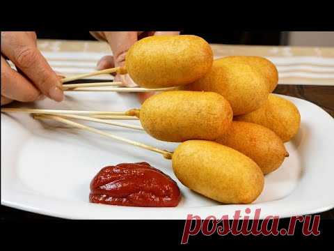 Уличная еда. Корн Дог - это, то что любят дети, цыганка готовит.