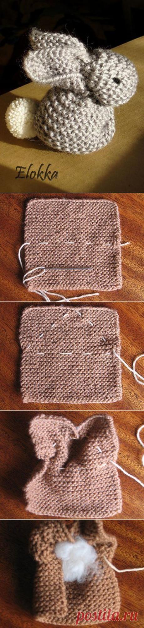 Зайчик из вязаного квадрата | Умелые ручки