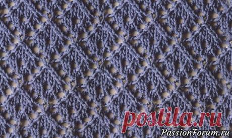 Узор «Домики» - запись пользователя Тамара Сергеевна (Тома) в сообществе Вязание спицами в категории Вязание спицами для начинающих Воздушный узор из небольших ромбиков с ажурным центром прекрасно подойдет для вязания летних вещей.                                                         Число петель кратно 8 + 1 + 2 кромочные. Каждый ряд начинать и заканчивать 1 кромочной.