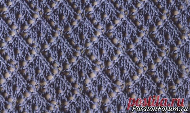 Узор «Домики» - запись пользователя Тамара Сергеевна (Тома) в сообществе Вязание спицами в категории Вязание спицами для начинающих Воздушный узор из небольших ромбиков с ажурным центром прекрасно подойдет для вязания летних вещей.                                                         Число петель кратно 8 + 1 + 2 кромочные. Каждый ряд начинать и заканчивать 1 кромочной.