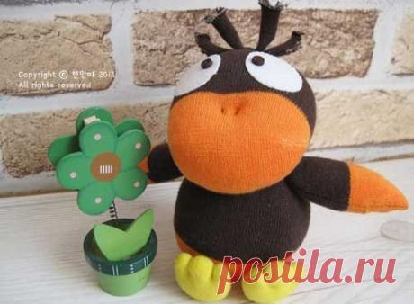 Поделки из носков для детей. Ворона. Мастер класс. Мягкая игрушка своими руками для детей