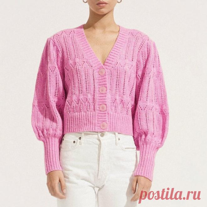 Укороченный кардиган с фасонными рукавами (схема узора)
