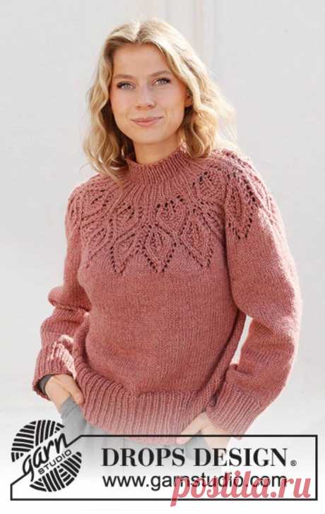 Джемпер с кокеткой, связанный сверху вниз. Как это делают в Дропс | Тепло о вязании | Дзен
