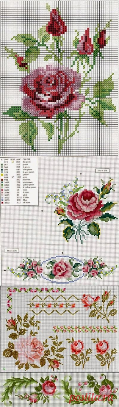Милые сердцу штучки: Вышивка крестом: Розочки в стиле шебби-шик... и не только (коллекция схем)