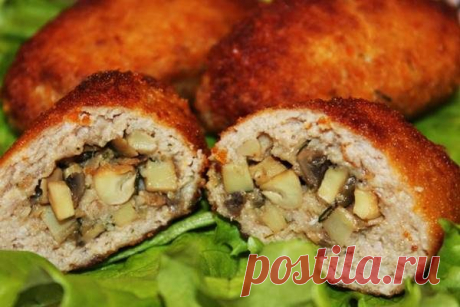 Зразы мясные с грибами и сыром в духовке — рецепт с фото