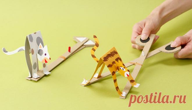 走るネコ｜工作｜夏休み自由研究プロジェクト｜学研キッズネット 体がのびたり、ちぢんだり。楽しそうに走るネコをつくろう！