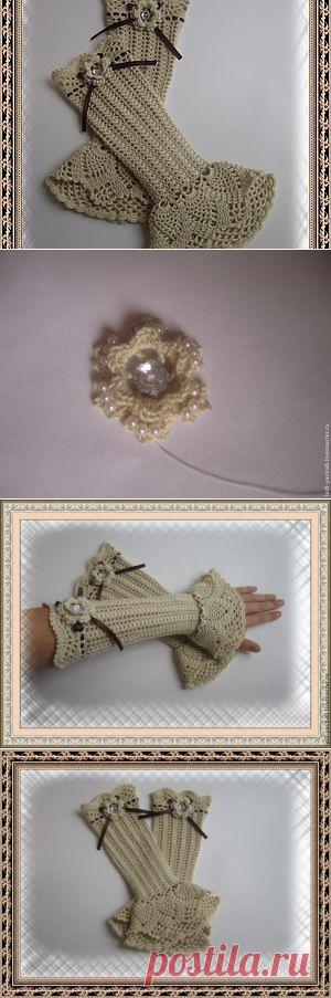 Митенки "Осенняя прогулка" своими руками - Ярмарка Мастеров - ручная работа, handmade