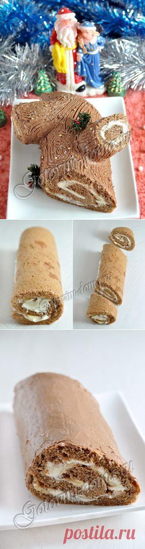 Рецепт: Рулет "Рождественское полено"