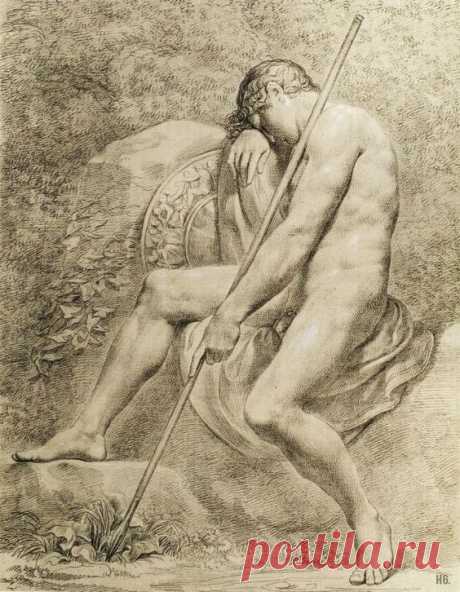 The sleeping Endymion. 1806-08. pencil on paper. Pelagio Palagi.