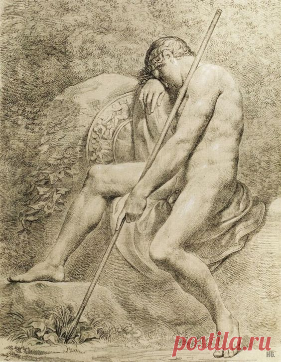 The sleeping Endymion. 1806-08. pencil on paper. Pelagio Palagi.