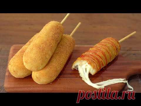 Как приготовить хот-дог с картошкой и сыром :: Корейский хот-дог :: Без муки :: Детская закуска