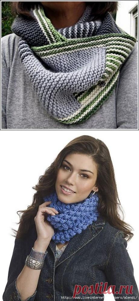 Модные шарфы-СНУДЫ (Snood) спицами 5. Идеи и описания.
