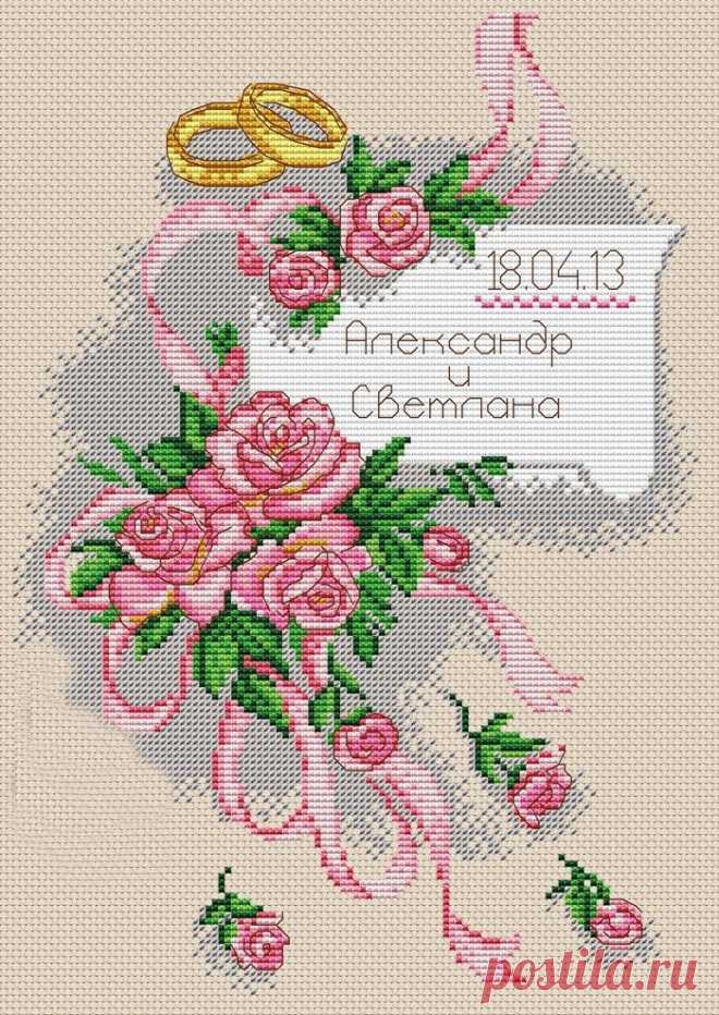 Вышивка крестом свадебная метрика. Схемы для вышивки метрик |