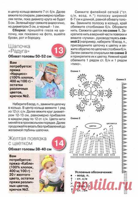 Детские панамки. Схемы вязания / Увлечения и хобби