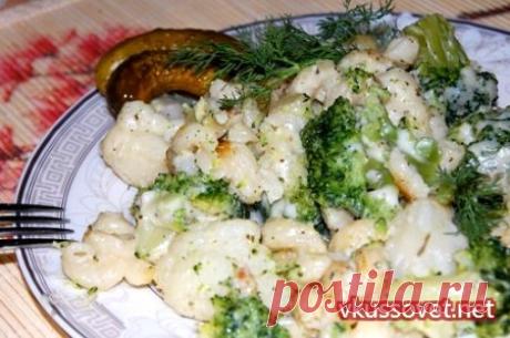 Капуста брокколи в сливочно – сырном соусе с макаронами