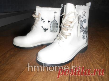 Как украсить белые резиновые сапоги - Домашний hand-made