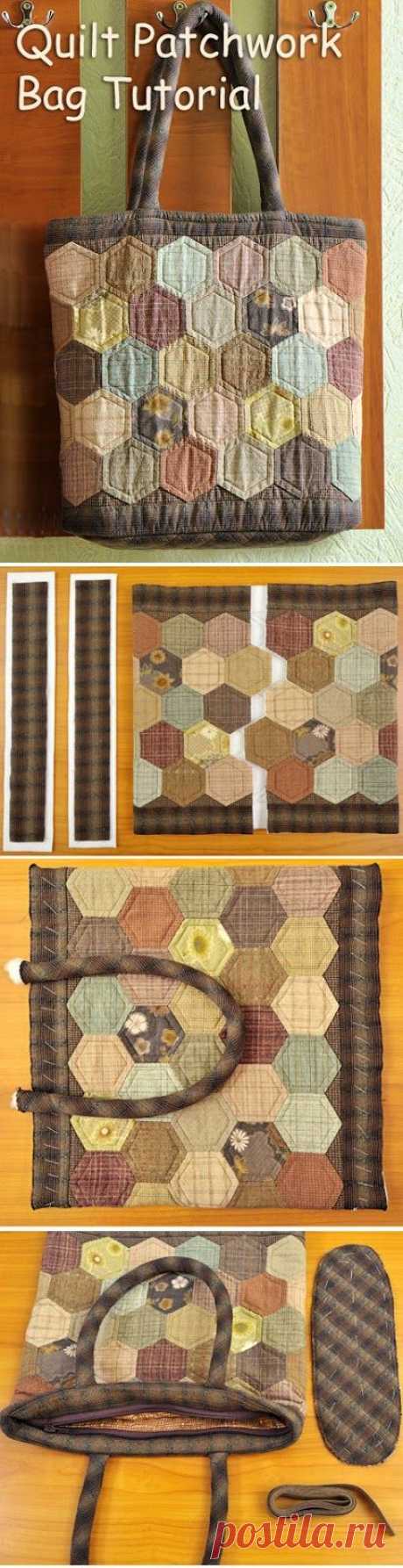 Hexagon Quilt Patchwork Bag. Сумка из шестиугольников ~
How to make zippered bag. Daily Quilt Bag Pattern - Japanese Craft, Easy Quilting Tutorial. https://www.handmadiya.com/2015/09/hexagon-quilt-patchwork-bag.html