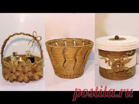3 Different ideas of Rope Storage Basket |Diy Rope Basket |Diy Storage Organizer | Hamna Nadeem