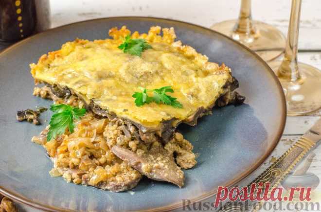 Рецепт: Говяжий язык, запечённый с грибами, сыром и орехами на RussianFood.com