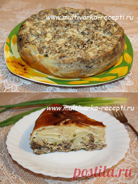 Заливной пирог с картофелем и рыбными консервами в мультиварке
