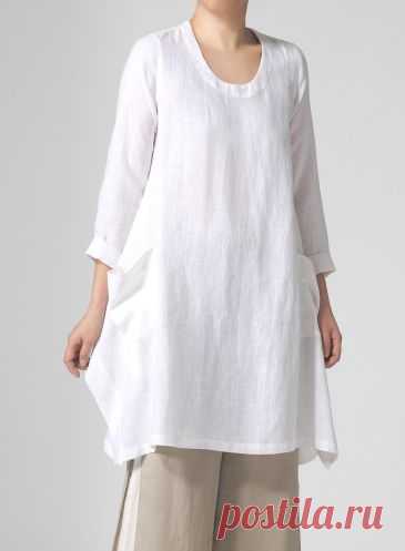 PLUS Clothing - Linen Long Sleeve Top