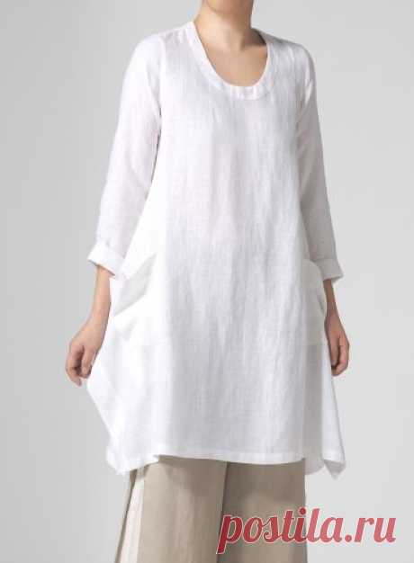 PLUS Clothing - Linen Long Sleeve Top