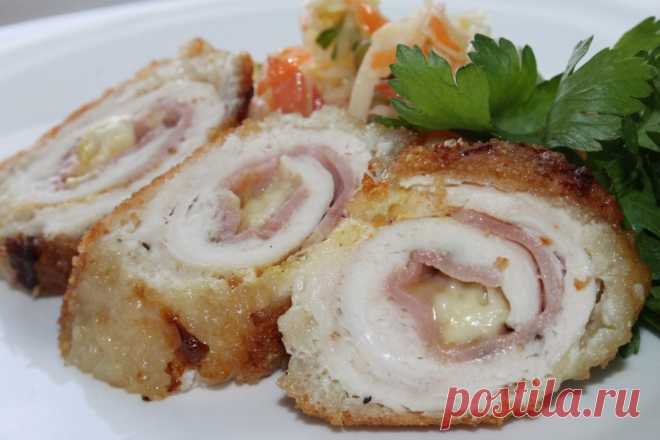 Сочнейший куриный рулет с ветчиной и сыром!!!