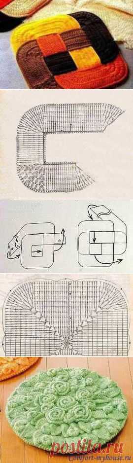 Оригинальные вязаные коврики | Уют и тепло моего дома