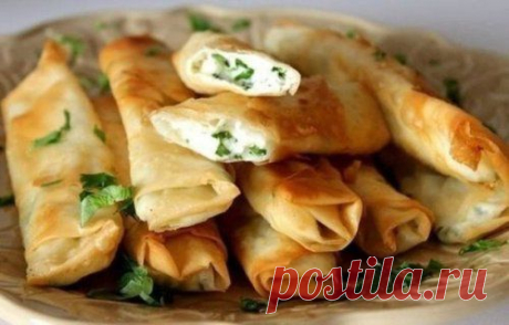 Трубочки с сыром и зеленью