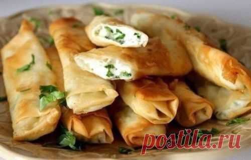 Трубочки с сыром и зеленью