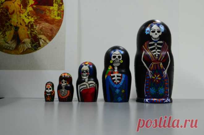 Русская Матрешка Бабушка Деревянные куклы гнездования Череп | Etsy