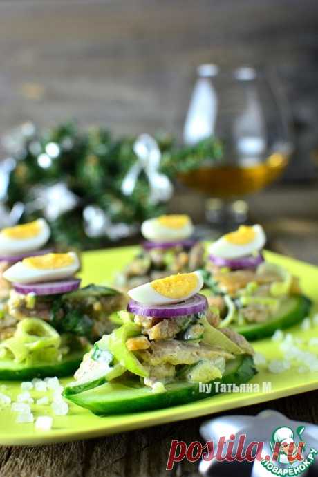 Мясной салат на огурце - кулинарный рецепт