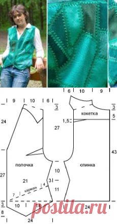 Лоскут и крючок. Зеленый жилет - вязание, вязание крючком, лоскутное вязание, жилет