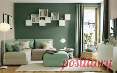 Стильный интерьер в зеленых цветах Интерьер в спокойных оттенках