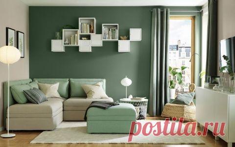 Стильный интерьер в зеленых цветах Интерьер в спокойных оттенках