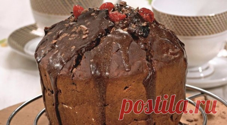Творожный кулич с шоколадной глазурью