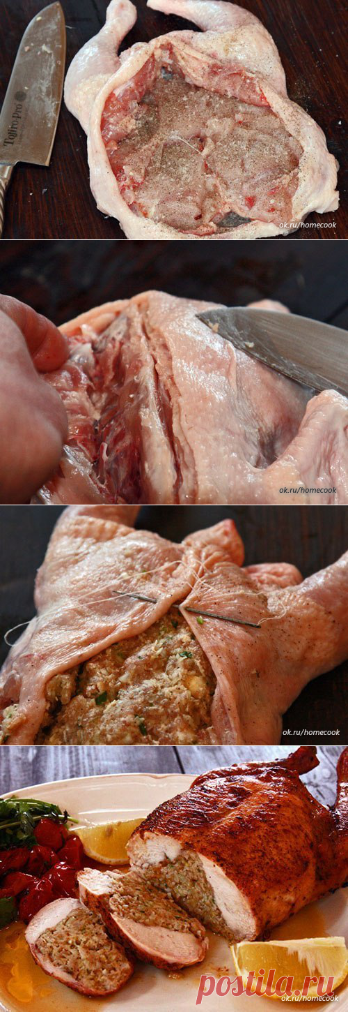 Новогодняя курочка без костей, фаршированная по-тоскански