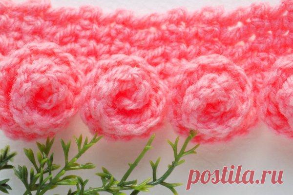 Романтическая обработка края: кайма с бутончиками крючком — Сделай сам, идеи для творчества - DIY Ideas