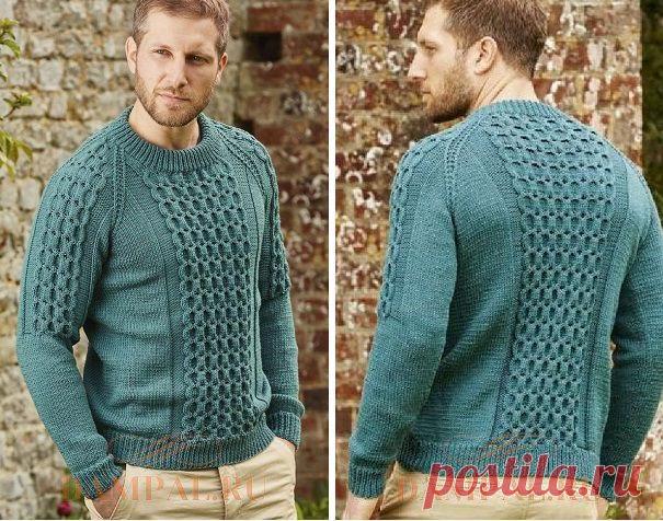 Мужской джемпер «Woodhurst» спицами. Узор "Цепи"