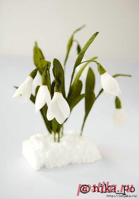Подснежники из креповой бумаги своими руками
