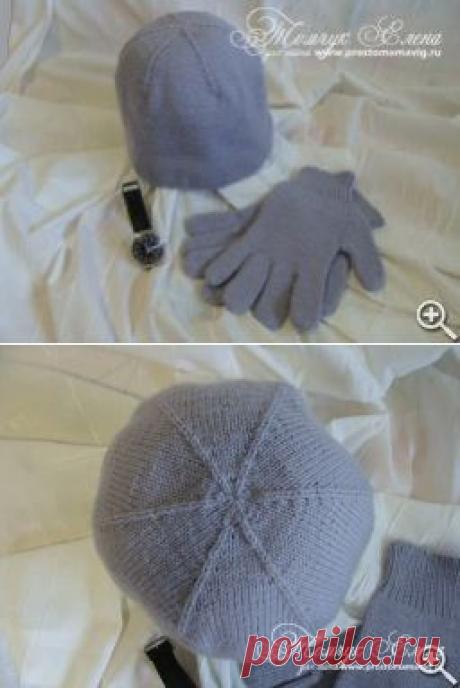 МУЖСКАЯ ШАПКА ДВОЙНАЯ спицами