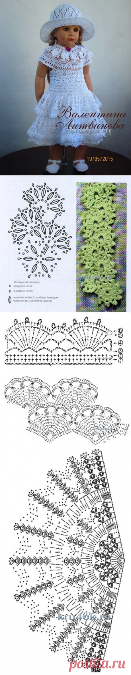 Платье, шляпка и пояс для девочки – работы Валентины Литвиновой - вязание крючком на kru4ok.ru