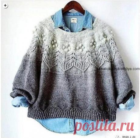 Пуловер с красивой кокеткой спицами. Схема вязания пуловера спицами женский | Шкатулка рукоделия. Сайт для рукодельниц.